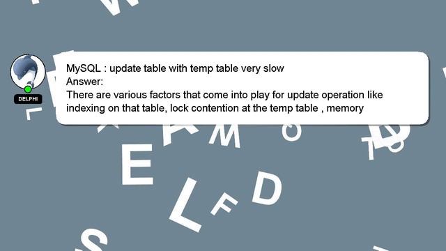 MySQL : update table with temp table very slow смотреть онлайн
