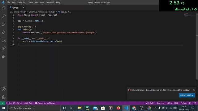 rickroll python website speedrun but part 2 :D смотреть онлайн