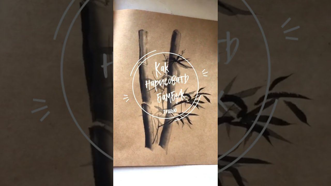 Как нарисовать бамбук тушью? Уроки рисования. Как нарисовать пошагово. #shorts смотреть онлайн
