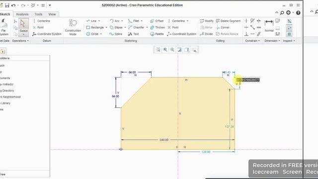 Sketch Problem 1 in Creo software смотреть онлайн