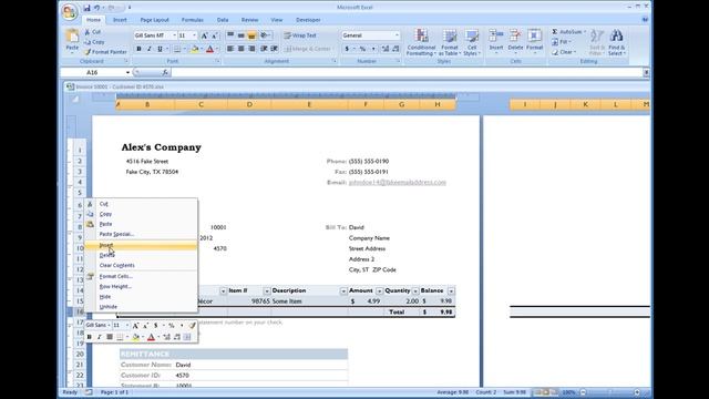 Billing Statement Installed Template in Excel 2007/2010 (Video 3 of 3) смотреть онлайн