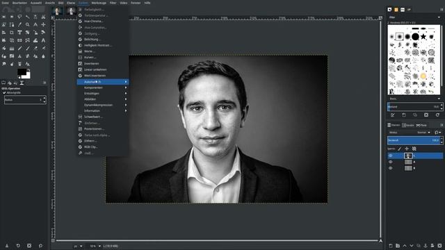 Detailreiches Schwarzweiss-Portrait mit Gimp 2.9.7 смотреть онлайн
