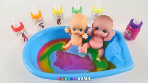 Satisfying Video l How to Make Rainbow Bathtub  with Mixing Slime from Glitter Cutting ASMR #46
