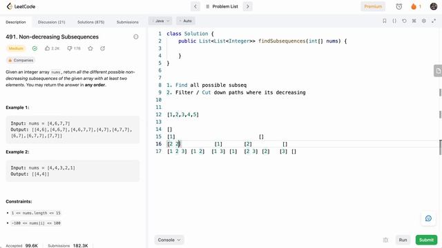 Leetcode 491 Non-decreasing Subsequences (Java) смотреть онлайн
