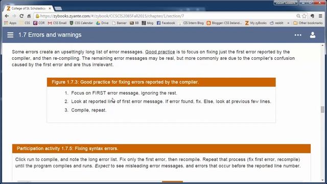 CIS 2085 zyBooks 1.7 - Errors and warnings смотреть онлайн