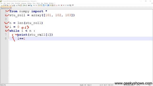 Accessing One Dimensional Numpy Array using while Loop in Python (Hindi) смотреть онлайн