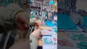 Natural turquoise  and orange  spiny oyster with cross-shape mop bumble bee  Rhodochrosite roundle