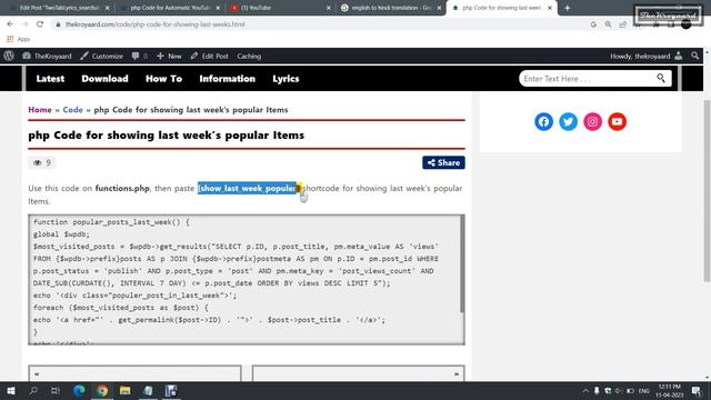 php Code for showing last week’s popular Items смотреть онлайн