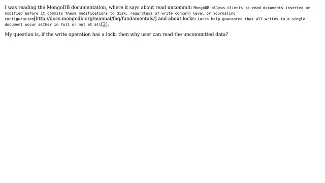 Databases: Do MongoDB's "read uncommit" and "write lock" conflict with each other? смотреть онлайн