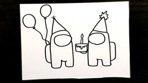 Как нарисовать Амонг Ас открытку на День Рождения | Among Us рисунки для срисовки |@risunki_yulki