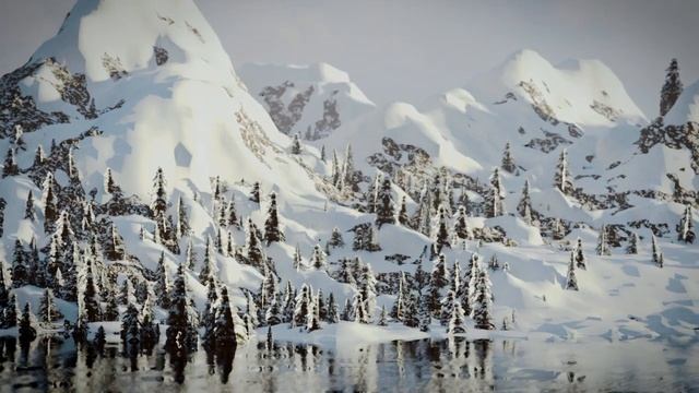 Blender 2.65 Cycles Low Poly Snowy Mountain Landscape смотреть онлайн