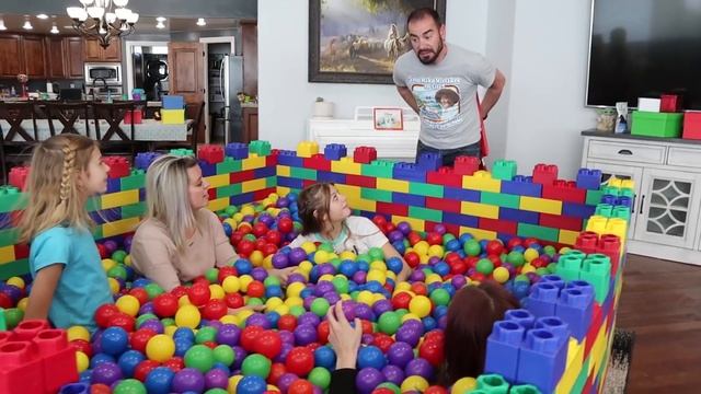 Last To Leave The Giant Colored Lego BallPit Inside Our HOUSE With Gift Box Toy Temptations! смотреть онлайн