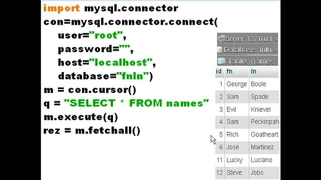 Python Open: MySQL Dbase, Print All Records смотреть онлайн