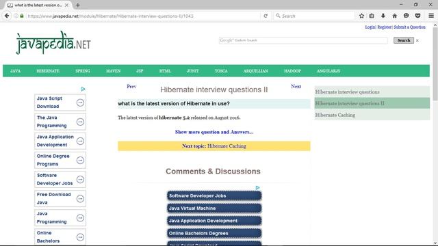 what is the latest version of Hibernate in use?
| javapedia.net смотреть онлайн