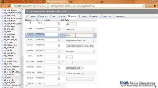 5. Curso Joomla 2.5: Recuperar el Acceso al Administrador en caso de perdida de contraseña смотреть онлайн