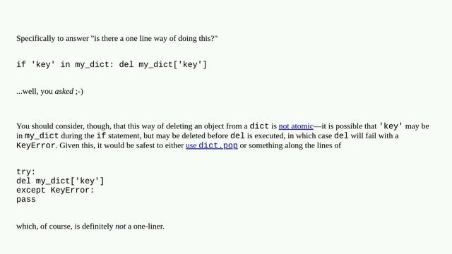How can I remove a key from a Python dictionary? смотреть онлайн