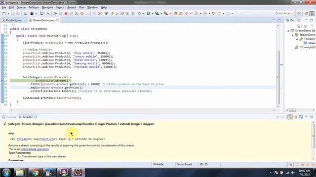 How to filter the productList and get the result as a Set using Java 8 Stream? | Java 8 streams смотреть онлайн