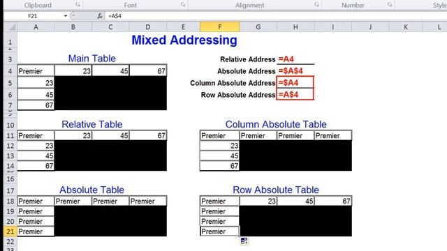 Microsoft Excel 2010 Relative Absolute and Mixed Addressing смотреть онлайн