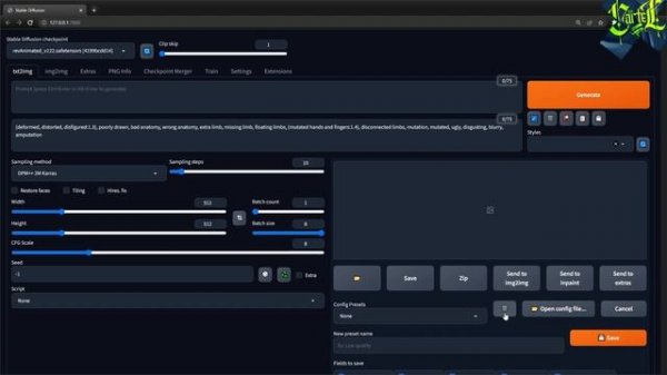 СОХРАНИТЬ ПРЕСЕТ С НАСТРОЙКАМИ в STABLE DIFFUSION