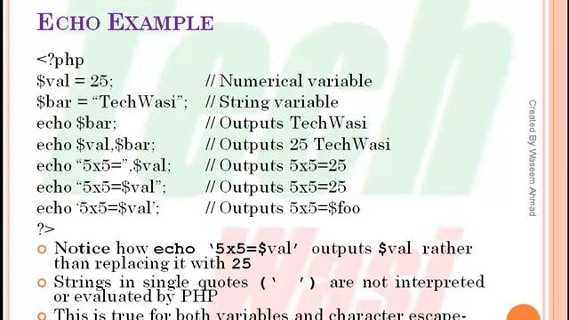 Concatenation Echo Syntax With Examples In PHP смотреть онлайн