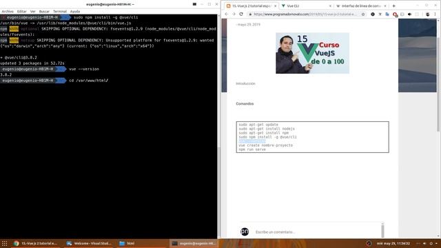 15.-Vue js 2 tutorial español ? [CLI en Ubuntu]?? смотреть онлайн