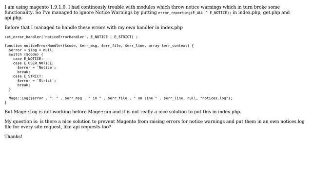 Magento: Custom logging for notice warnings смотреть онлайн