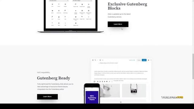 Aldo Black and White Gutenberg Blog WordPress Theme travel journal Website Builder смотреть онлайн