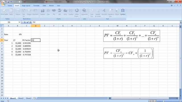 Present Value Multiple Cash Flows in Excel смотреть онлайн