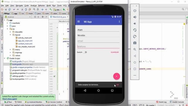Refrescar emulador con instant run en Android Studio смотреть онлайн