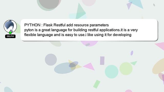 PYTHON : Flask Restful add resource parameters смотреть онлайн