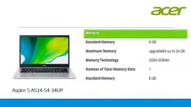 Aspire 5 A514-54-34UP SPECIFICATIONS смотреть онлайн
