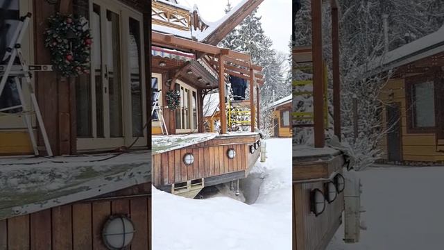 Монтаж навеса зимой