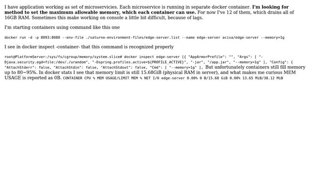 Docker 1.6.2 - memory limiting per container doesn't work смотреть онлайн