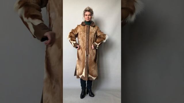 Шуба женская из шкуры северного оленя всего за 5500 ₽, отд. нат.замша дл.110 см р.48-50 /11820/ смотреть онлайн