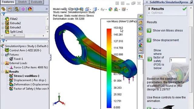 Interpreting Results In Solidworks SimulationXpress смотреть онлайн