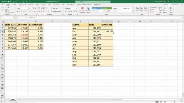How to Calculate the Percentage Difference Between Two Values in Excel смотреть онлайн