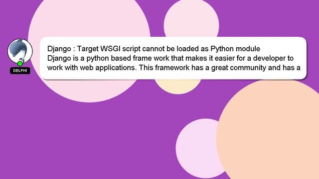 Django : Target WSGI script cannot be loaded as Python module смотреть онлайн