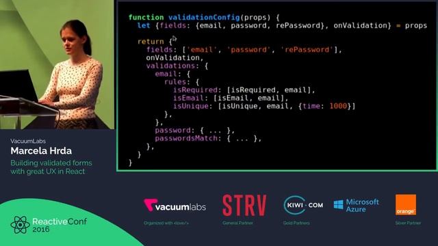 ReactiveConf 2016 - Marcela Hrda: Building validated forms with great UX in React смотреть онлайн