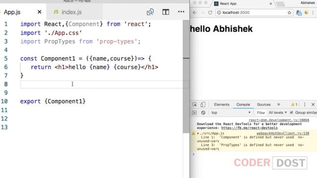 ReactJS De-structuring props | Default Props | PropTypes | React in Hindi #4 | #reactjs смотреть онлайн
