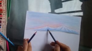 Пейзаж карандашами. Каждый сможет нарисовать!