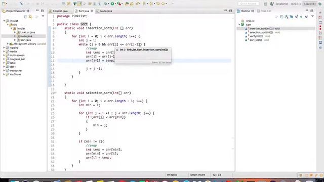 Java generic selection sort and insertion sort in 3 min смотреть онлайн