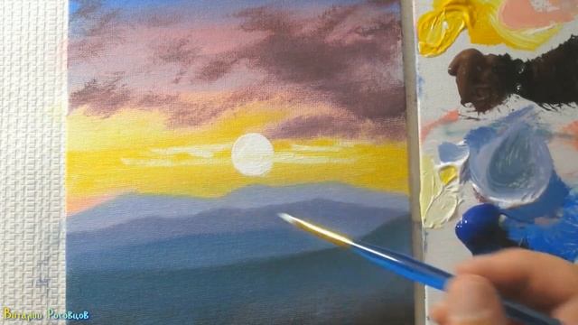 Акрилом рисуем закат с пошаговым комментарием. Подробная инструкция рисования акрилом для начинающи смотреть онлайн
