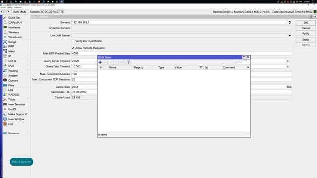 Настройка DNS на роутере Mikrotik