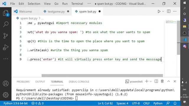 How to make a spam bot in python for any program with 2 lines of code/ with source code смотреть онлайн