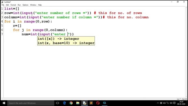 Program for 2 Dimensional List in Python смотреть онлайн