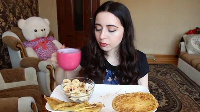 NUTELLA C БЛИНАМИ / MUKBANG /  не ASMR #AykaEmilly