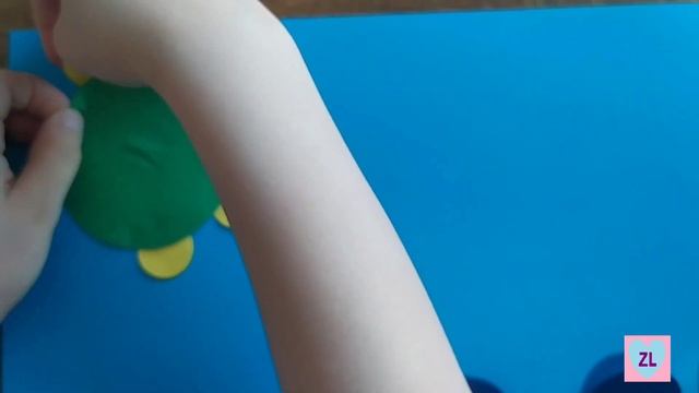 Аппликация для детей из геометрических фигур (кругов). Речка, черепаха, лягушка смотреть онлайн