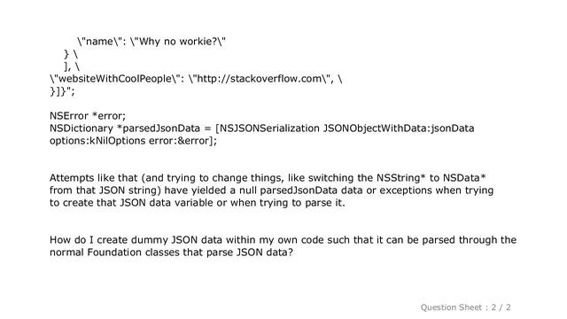 iOS : How do I create dummy JSON data on the client in objective C / iOS? смотреть онлайн