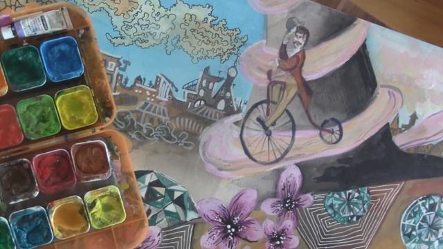 Как я РИСУЮ КАРТИНУ на холсте в смешанной технике.