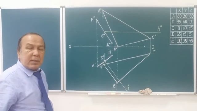Задача №2. На плоскости α(АВС) построить множества точек, равноудаленных от концов отрезка [DE]. смотреть онлайн
